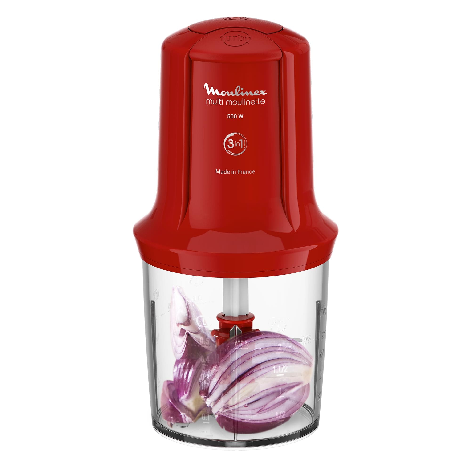 Moulinex 500W 500 ml Electric Chopper Reel Mincer Mincer Chopper Mincer Chopper Chopper Chopper Mincer Chopper Mincer Chopper Mincer Chopper Mincer Mixed 6 Blades 2 Speed Easy to Use Dishwasher Safe Red AT714G3