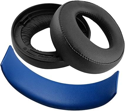 Geekria Ear Pads + Headband Compatible with Sony PlayStation Gold Wireless/S4/PS3/PSV Gold Ear Cushion + Headband Cushion/Replacement Parts Combination (Black / Blue) - Image 1