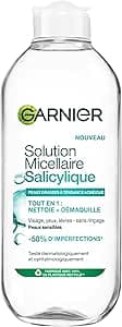 Garnier GARNIER - SkinActive Salicylic - Salicylic Acid Micellar Solution All in One Anti-Blemish - Face, Eyes & Lips - Cleanses, Removes Makeup & Mattify for 8 hours - All Skin Types - 400 ml