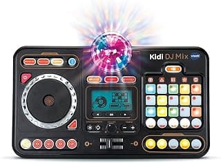 Kidi DJ Mix, 12 in 1 Children's DJ Turntable, Bluetooth Mixer with Light Pads, Disco Ball, Headphone Jack Jack, Learning and Games, Gift for Children from 6 Years Old - Content in French
