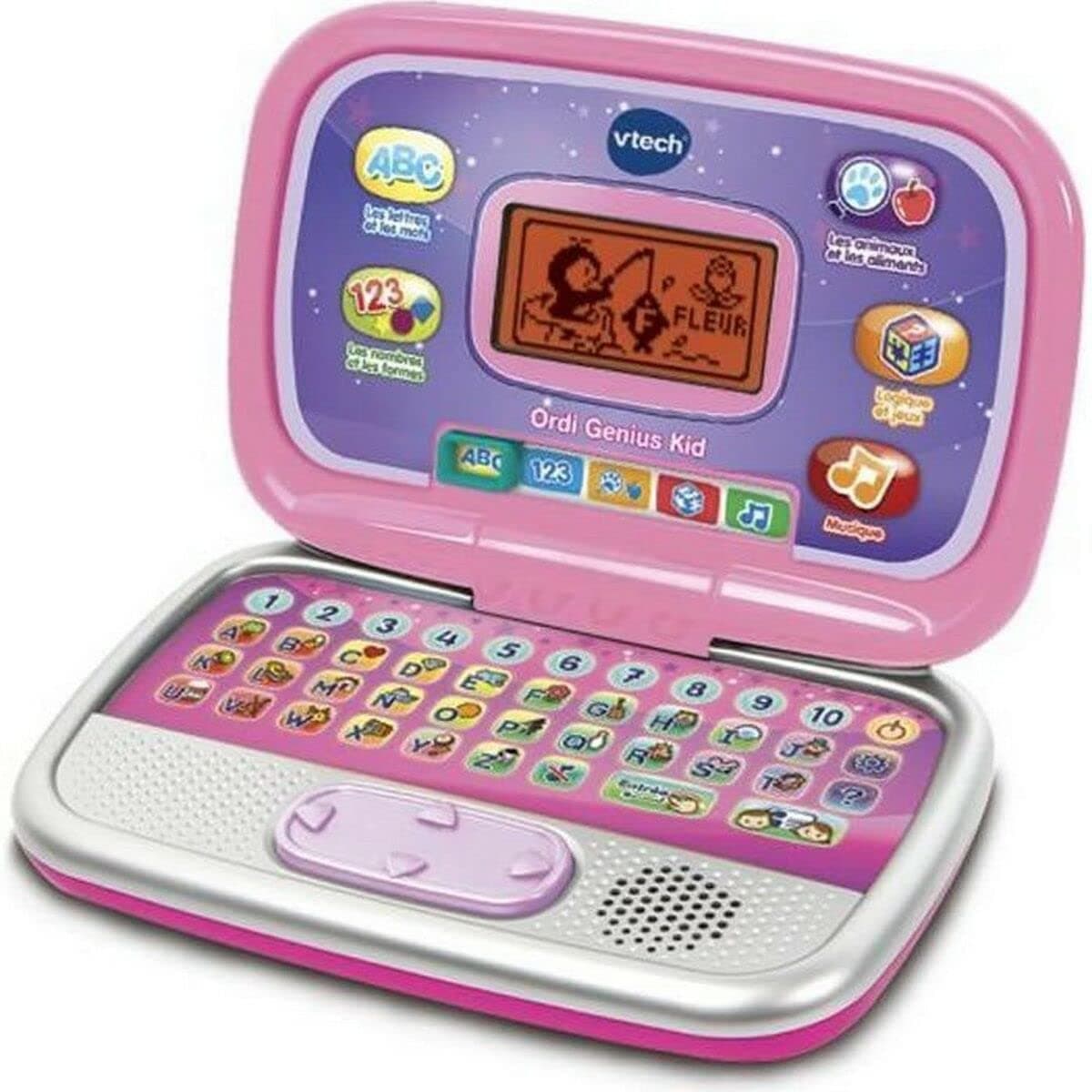 VTech - Ordi Genius Kid Pink, Children's Computer with Backlit Screen, 20 Evolutionary Activities and Games, Educational Toy, Gift for Children from 3 to 7 Years - English Content - Image 1