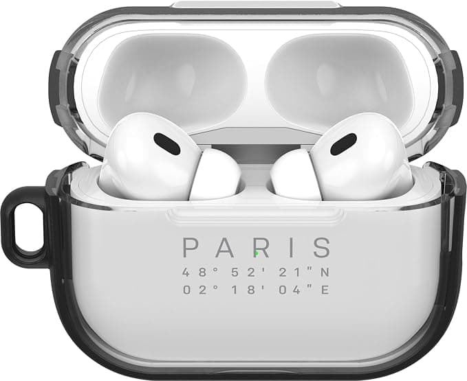 Otterbox AirPods Pro Case (Pro 2), Clear Series Shockproof Anti-Fall Ultra-Thin Scratch Proof Protective Cover for Apple AirPods Pro (Pro 2) with Carabiner Included Paris