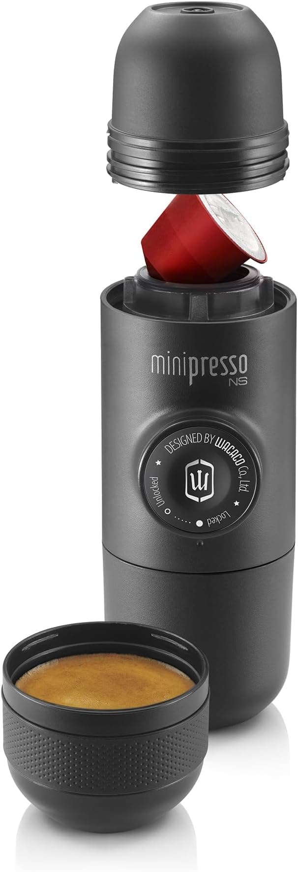 Nespresso WACACO Minipresso NS Portable Espresso Machine, Compatible with Original and Compatible Nespresso Capsules (NS Capsules), Travel Coffee Maker, Manual Operated, Does Not Heat, Black