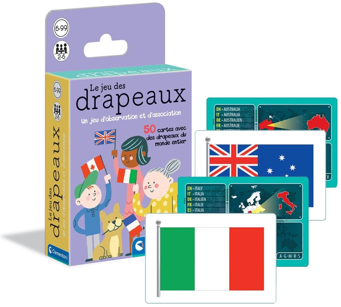 Clementoni | Flag Game – Educational Board Game for Girls and Boys 6+ | 50 Country Cards | Observation and Association | General Culture | Learning Geography - Image 1