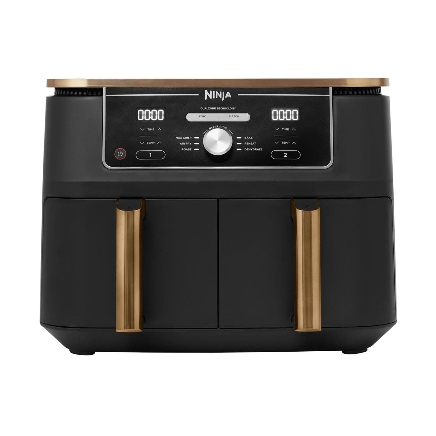 Ninja Foodi MAX Dual Zone Air Fryer, Oil Free Fryer, 2 Drawers, 9.5 L, 6-in-1 (Air Fry, Max Crisp, Roast, Bake, Warm, Dehydrate), Amazon Exclusive, Copper/Black, AF400EUCP - Image 1