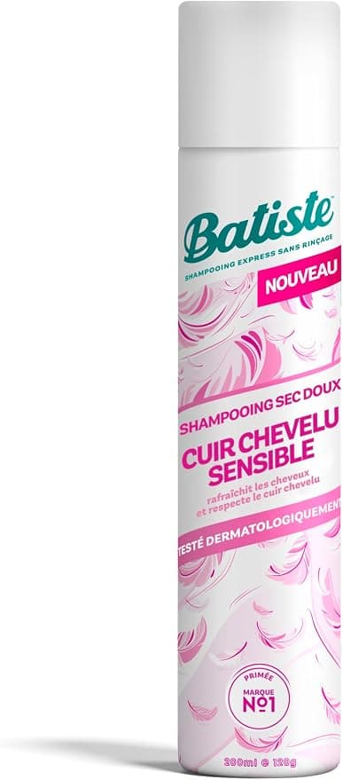 Batiste Dry Shampoo, Sensitive Scalp Lightly Fragrant, Dermatologically Tested, Scalp Friendly, No Rinse, Light Formula for Refreshed Hair, with Aloe Vera, 200 ml