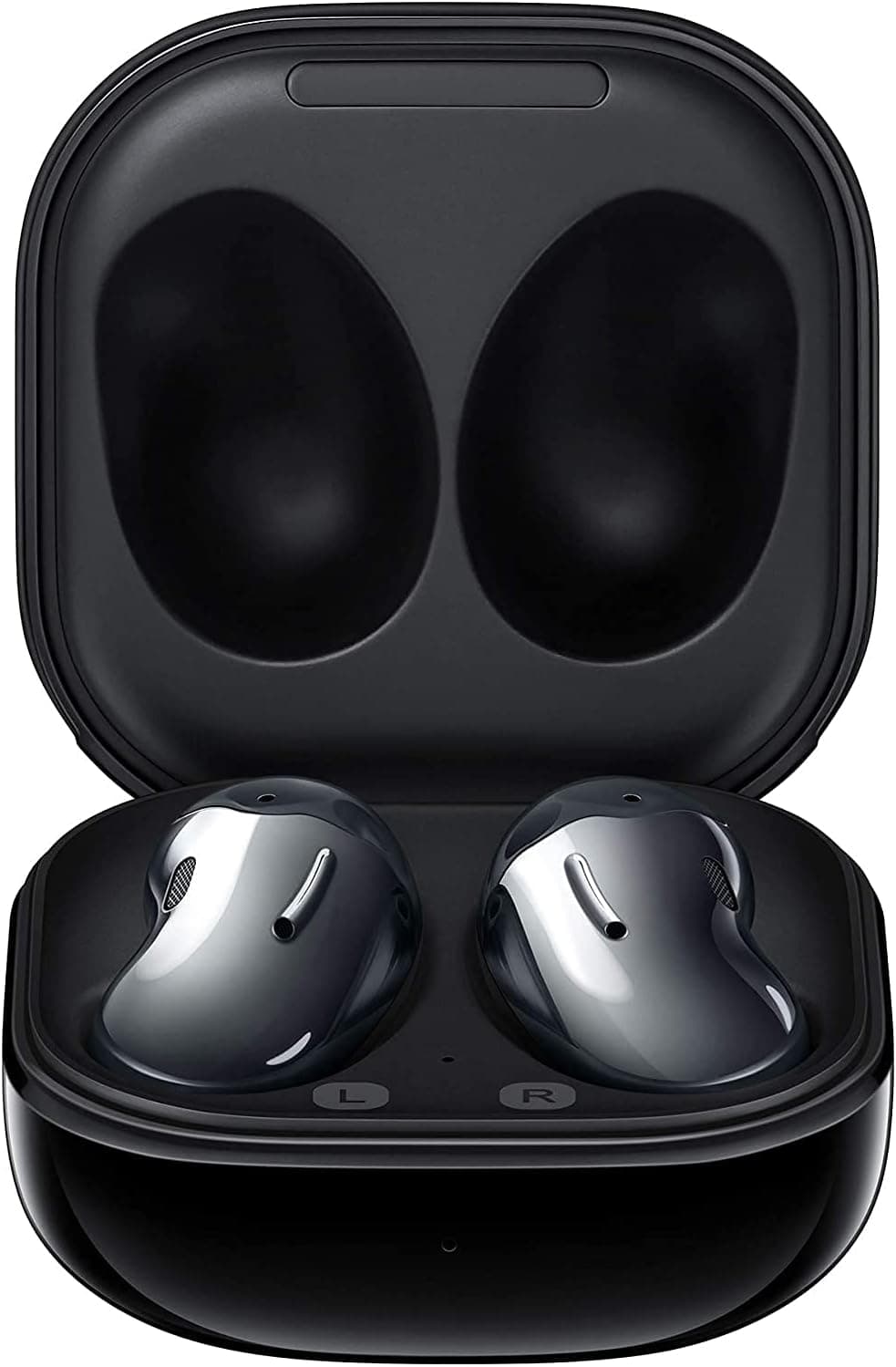 Samsung Écouteurs Bluetooth sans fil Galaxy Buds Live avec réduction du bruit (ANC), batterie longue durée, son par AKG, ajustement confortable, noir (version allemande), chrome - Image 1
