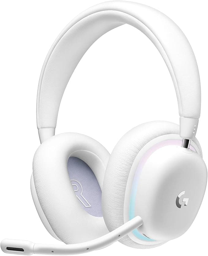 Logitech G G735 Wireless Gamer Headset, LIGHTSYNC RGB Lighting Customizable, LightSpeed, Bluetooth, 3.5 MM Aux, Compatible with PC, Mobile Devices, Detachable Mic - White