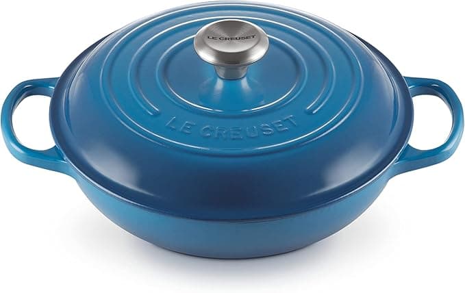 LE CREUSET, Enamelled Cast Iron Dutch Oven, Round, Diameter 26 cm, 2 L, Suitable for All Heat Sources (Induction Included), 4.2 kg, Marseille Blue