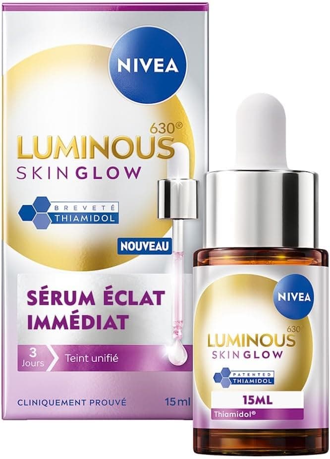 NIVEA Luminous 630 - Serum Skin Glow - Soin Visage Anti-Taches - Hydrate & Affine Les Pores - Thiamidol Breveté, Niacinamide & Aloe Vera - Vegan - Tous Types De Peaux - 15 ml - Image 1