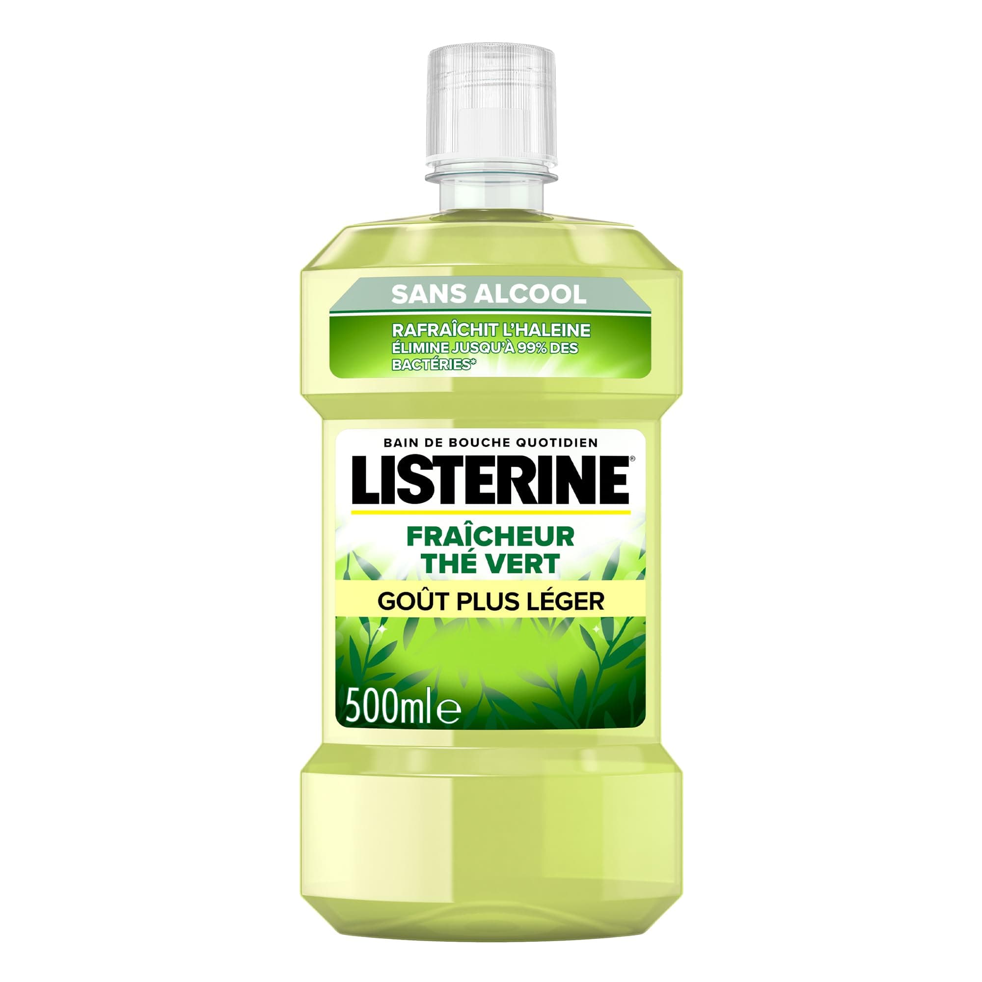 Listerine Listerine – Fresh Mouthwash Green Tea Taste Lighter 0% Alcohol (500ml Bottle) – Daily Oral Care – Alcohol-free Mouthwash for Long Lasting Fresh Breath