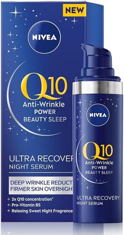 NIVEA Q10 Anti-Wrinkle Power Ultra Recovery Night Serum (30ml), Face Serum with Pro-Vitamin B5 and Q10, for Deep Wrinkle Reduction and Firmer and Stronger Skin - Image 1
