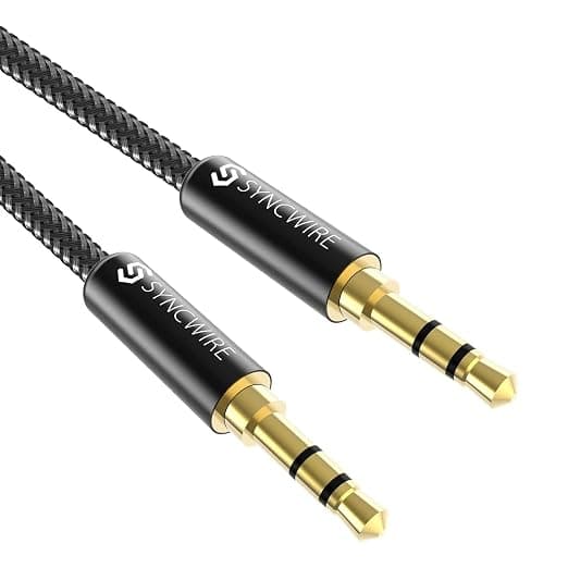 2M Syncwire Audio Cable – 3.5 mm Jack to Male – Stereo Auxiliary Cable for Headphones, Apple iPod iPhone iPad, Echo Dot, Car, Car Radios, Smartphones, MP3 Player – Grey Nylon - Image 1