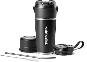 nutribullet Flip NBP016B, Portable Blender, Portable Blender, Insulated Tumbler 591 ml, Keeps Cool Up to 24 Hours, 11 V Motor for Mixing Even Ice, USB-C Charger, Mix and Drink, Black
