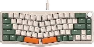ATTACK SHARK AKS068 Alice USB C Wired Mechanical Gaming Keyboard, Apex Pro Mini Gaming Keyboard, Via-Programmable, Gasket Mount, Hot Swappable Switch Blue, RGB Lighting, NKRO, PC/Mac/QWERTY