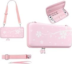 Nintendo Mytrix Switch 2 Carry Case Compatible with Nintendo Switch 2 Console, Accessories and Games, Portable Travel Case Bundle, Hardshell Pouch Girl Storage Bag, Sakura Cute Pink