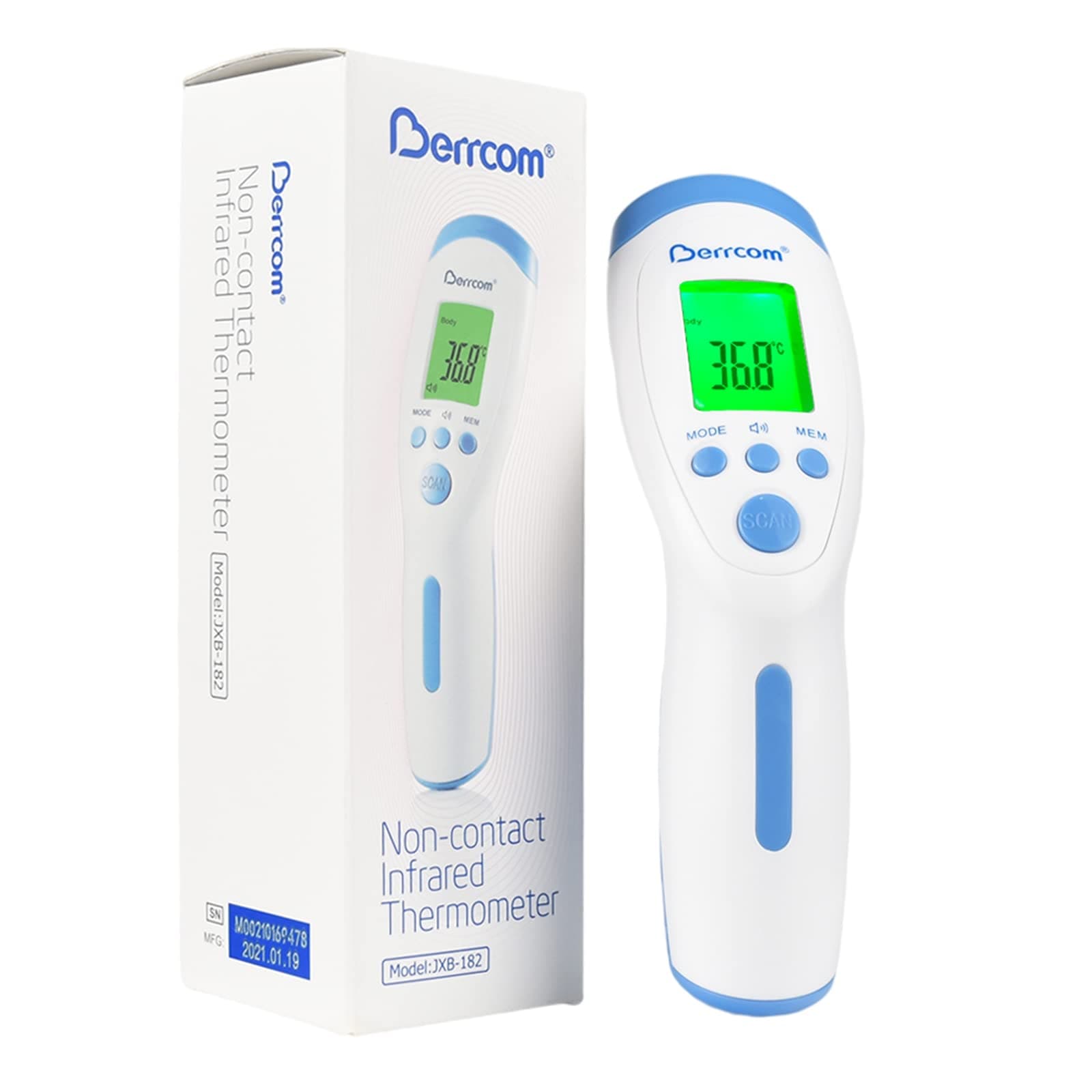Berrcom Forehead Thermometer for Kids and Adults Digital Medical Non-Contact Infrared Thermometer for Baby Adults Objects and Time Measurement Space Memory Function - Image 3