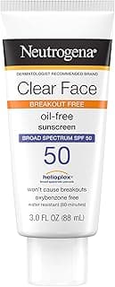 Clear Face Liquid Sunscreen Lotion SPF 50, Broad Spectrum UVA/UVB, Fragrance Free & Oxybenzone, Non Comedogenic, 90ml
