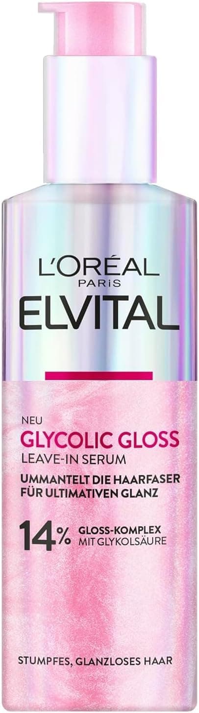 L'Oréal Paris Elvital Glycolic Gloss Serum for Dull and Dull Hair, Hair Care for Intense Flexibility and Ultimate Shine, Glycolic Acid, 150 ml - Image 1