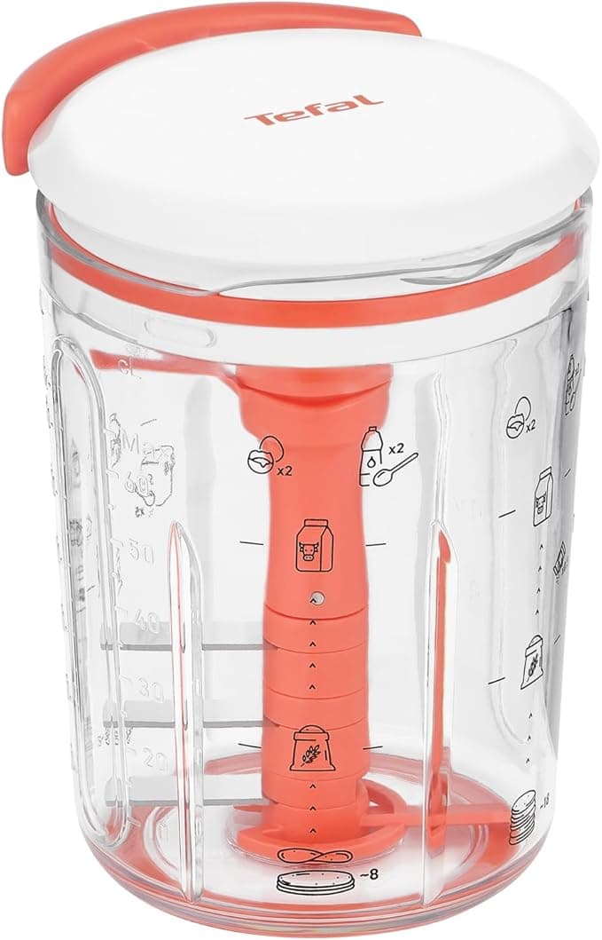 Tefal Tefal Express Pancakes Smart Beater, 900ml, Waffles Pancakes Pancakes in 2 Minutes, Lump-free Dough, Homemade, Perfect Results, Easy to Use, 3 Integrated Graduated Recipes K1844404