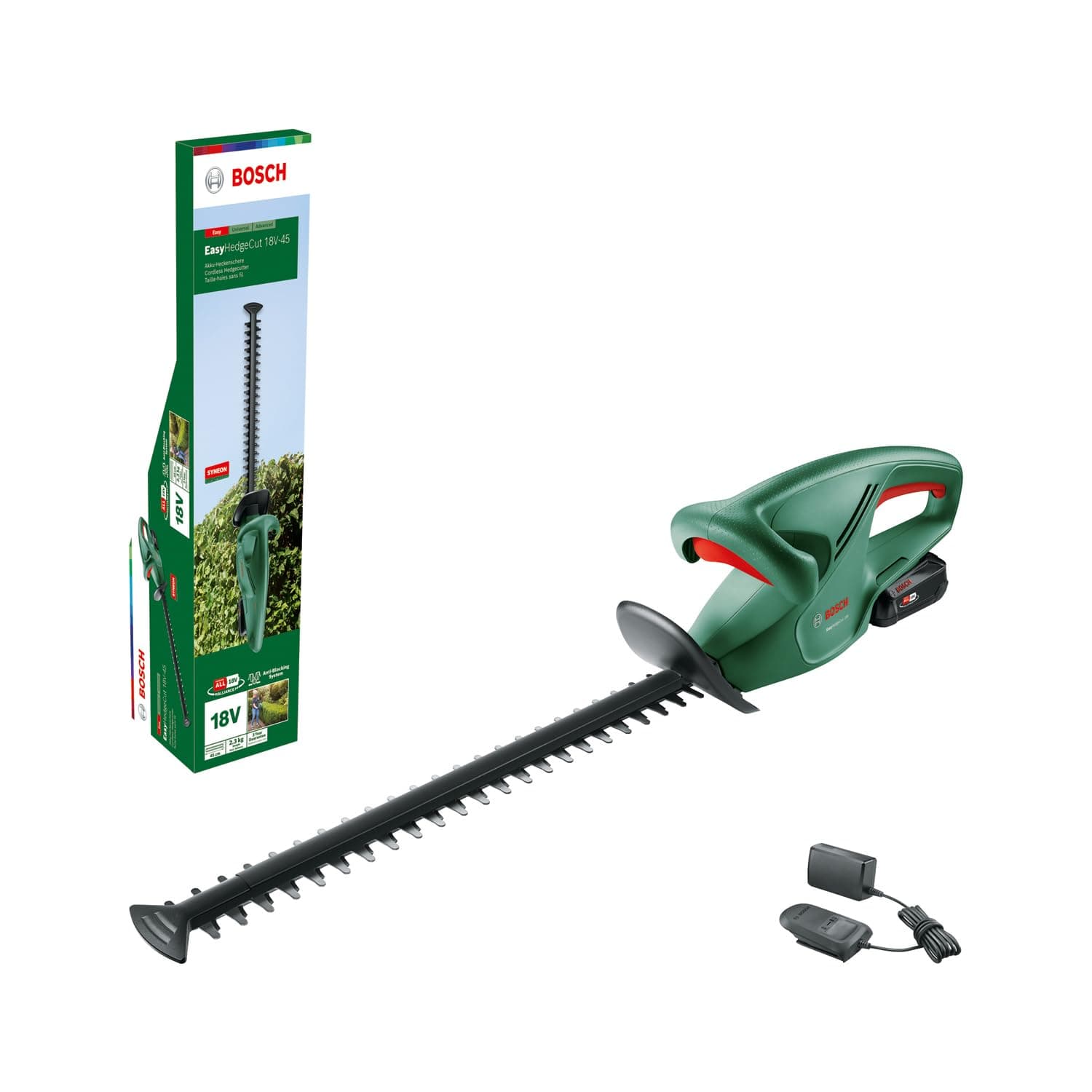 Bosch EasyHedgeCut 18-45 1 Cordless Hedge Trimmer (1 Battery, 2.0 Ah System, 18 Volts, Blade Length 45 cm, in Carton Packaging) - Image 1