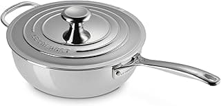 Le Creuset Le Creuset Poêle de Chef Anti-Adhérente en Acier Inoxydable avec Couvercle, 24 cm, 96601424001700