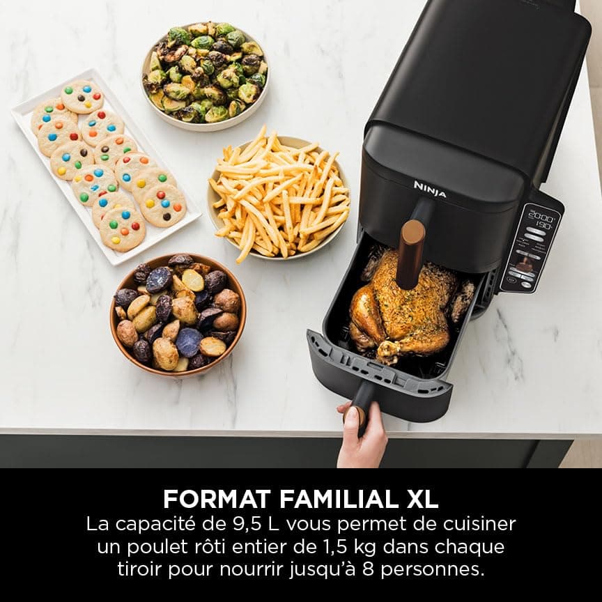 NINJA Double Stack XL Air Fryer 2 Compartments Vertical, Compact, 4 Cooking Levels, 9.5L Capacity, Air Fryer 6-in-1, Removable Non-stick Parts Dishwasher Safe, Black/Copper - Image 8