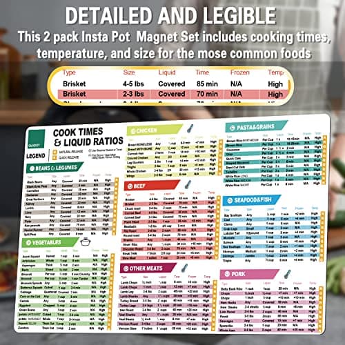 Instant Pot Cheat Sheet Magnet Set Accessories Quick Reference Guide - Healthy & Practical Cooking Recipe Book - Image 8
