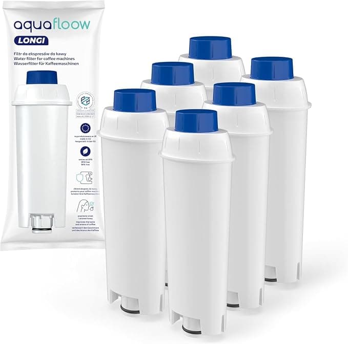 Aquafloow DLSC002 Water Filter Compatible with DeLonghi Magnifica S, Eletta Explorer, Dinamica, PrimaDonna and ECAM Series Replacement Filter Cartridge (6x) - Image 1