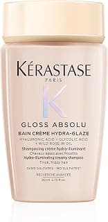 KÉRASTASE Gloss Absolu - Bain Hydra-Glaze - Shampoing Crème Hydra-Illuminant & Anti-Frisottis - Acide Hyaluronique, Glycolique & Huile de Rose - Cheveux Épais Sujets aux Frisottis - 75 ml