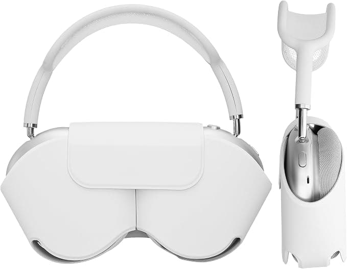 kwmobile Case Compatible with Apple AirPods Max Case - Soft Polyester Protective Cover for Headphones - with Sleep Mode - White