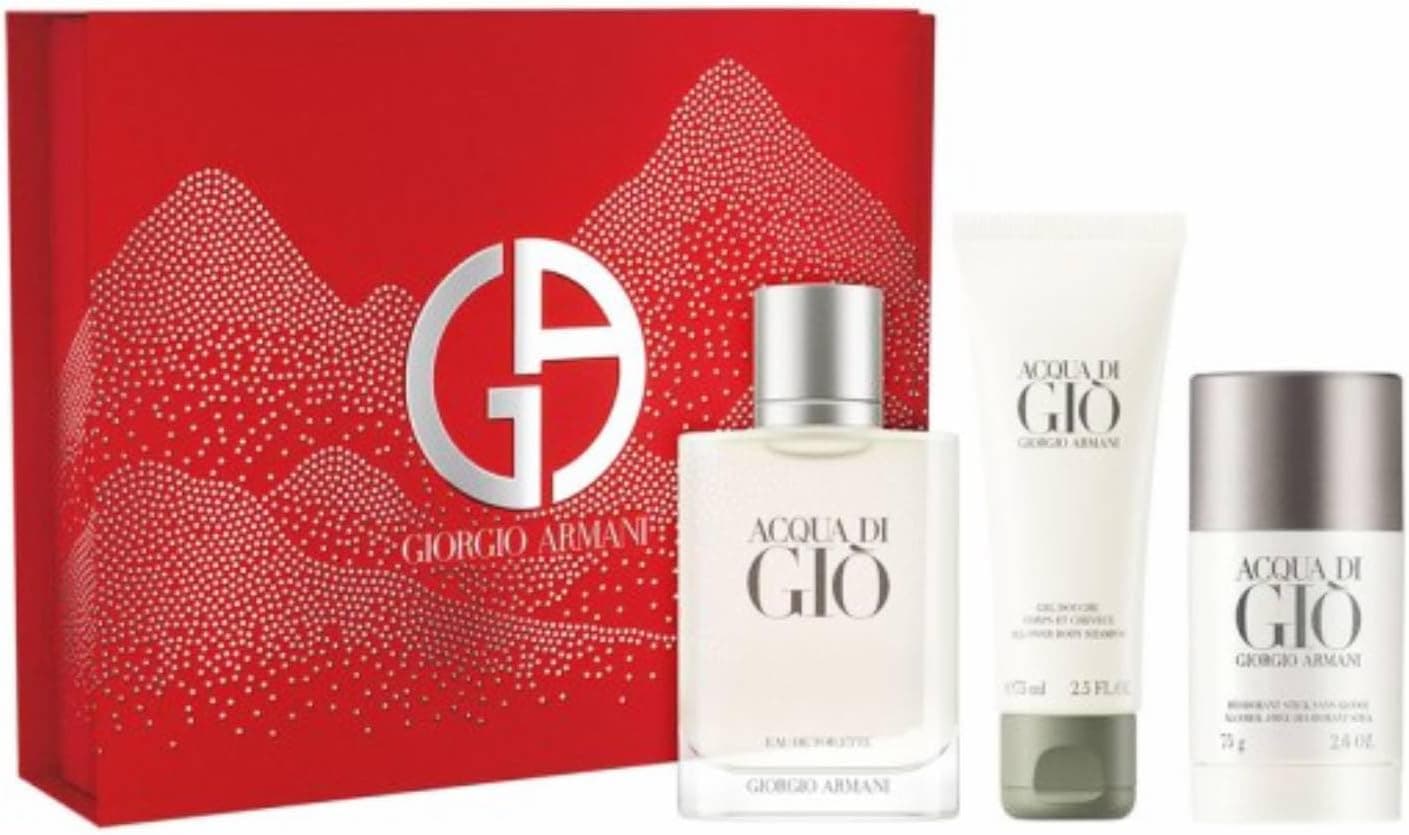 GIORGIO ARMANI Giorgio Armani Acqua Di Gio Coffret cadeau pour homme avec eau de toilette 100 ml, déodorant en stick 75 g et shampoing douche 75 ml