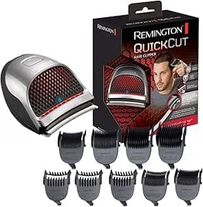 Remington Hair Trimmer [DIY] QuickCut (Easy & Quick Use, Ergonomic, Mains / Wireless-Lithium Battery, Quick Charging, Wet & Dry, 9 Combs 1.5-15 mm, Curved Steel Blade) HC4250 Trimmer