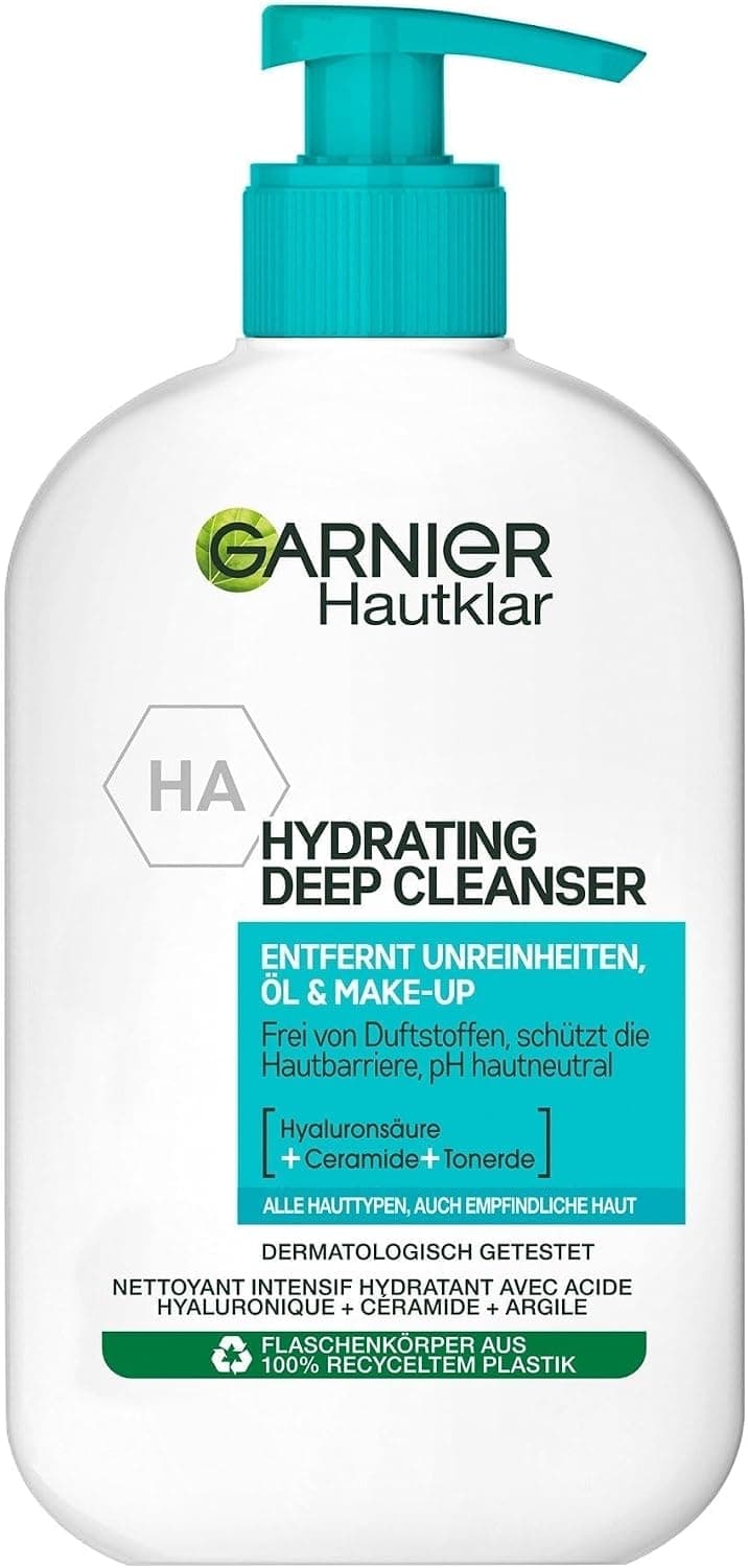 Garnier Nettoyant pour le visage - Élimine les impuretés - Huile et maquillage - Avec acide hyaluronique, céramique et argile - 1 x 250 ml - Image 1