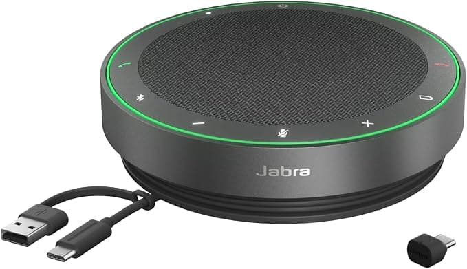 Jabra Speak2 75 Wireless Bluetooth Speaker with USB-C Bluetooth Adapter, 4 Noise Cancelling Microphones and 65mm Full Range Speaker - Certified for Zoom and Google Meet - Dark Grey - Image 1