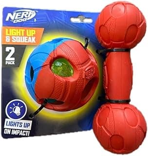 Nerf Dog Nerf Dog Lot de 2 os et balle lumineux couineur