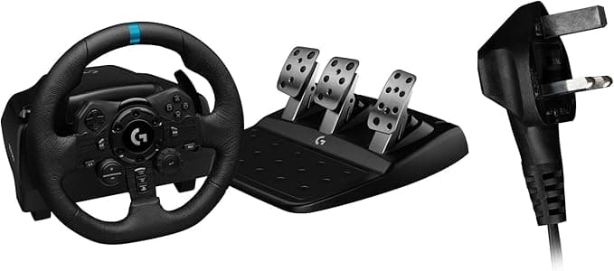 Logitech Logitech G G923 Racing Steering Wheel and Pedals, Compatible with PS5, PS4 and PC, UK Plug (Type G) - Black