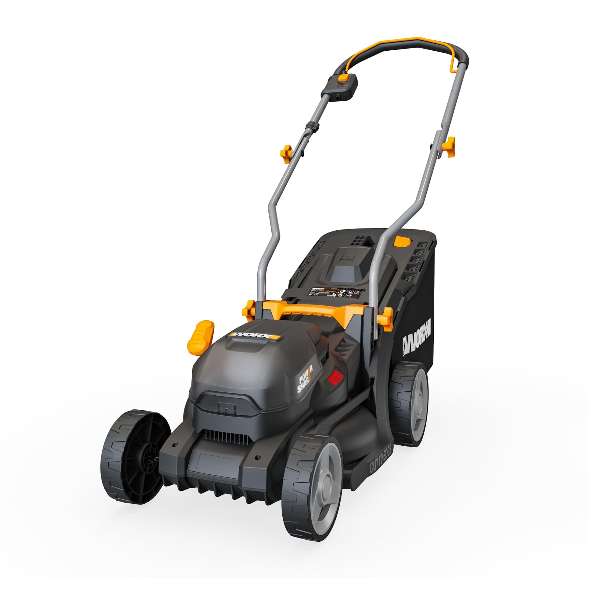 WORX Tondeuse à Gazon sans Fil 20V WG733E, Surface Maximum de 250 m², Lame de 33cm, bac de 35L, Coupe jusqu'aux Bordures, 6 Hauteurs de Coupe, poignée Pliable, Une Batterie 4Ah et Chargeur Rapide - Image 3