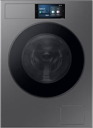 Samsung BESPOKE AI Laundry WF90F09C4S/U3 Laundry Washing Machine Freestanding 9kg Wifi Ecodosator AI Home Display Energy Class A-55% Case Dark Silver Steel Porthole Black 60 x 85 x 60 cm          [Energy Class A]