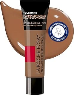 La Roche-Posay, Toleriane, Fluide Correcteur, Fond de Teint Longue Tenue 16H, Haute Couvrance, Adapté aux Peaux Sensibles à Tendance Acnéique, SPF 25, Teinte : 16, 30 ml