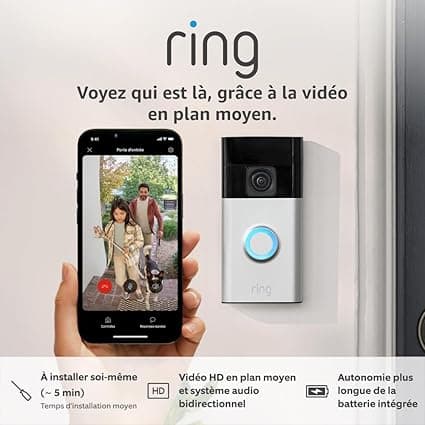 Ring New Ring Battery Video Doorbell (2024) | DIY Wireless Video Doorbell Camera with Head-To-Toe View, HD Video | Easy to install (5 min) | With Built-in Battery I 30-day free trial of Ring Home