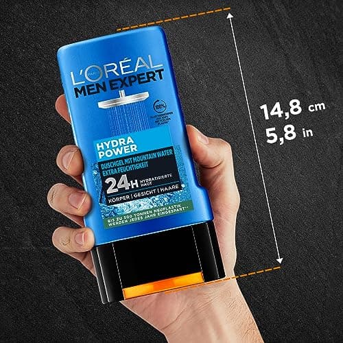 L'Oréal Men Expert Body Wash and Shampoo for Men, Bath Shower to Clean Body, Hair and Face, Body Care for Men for Hydrated Skin with Mountain Water, Hydra Power - Image 6