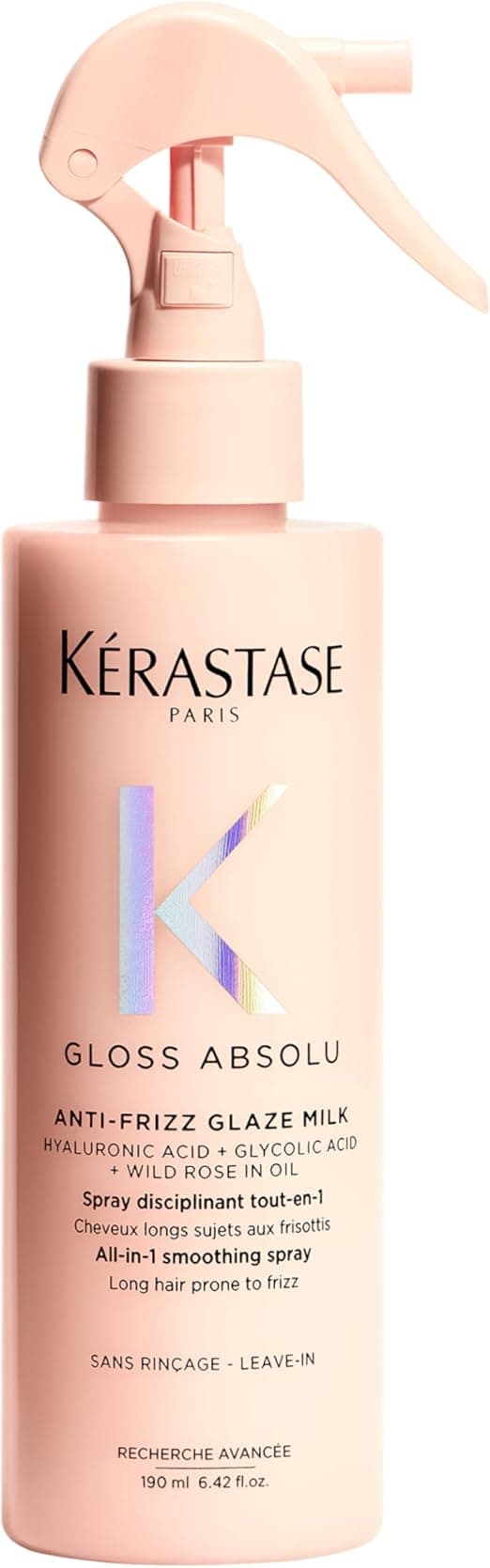 KÉRASTASE Gloss Absolu - Anti-Frizz Glaze Milk - Spray Disciplinant tout-en-1 - Acide Hyaluronique, Acide Glycolique et Rose Sauvage - Cheveux Longs et Sujets aux Frisottis