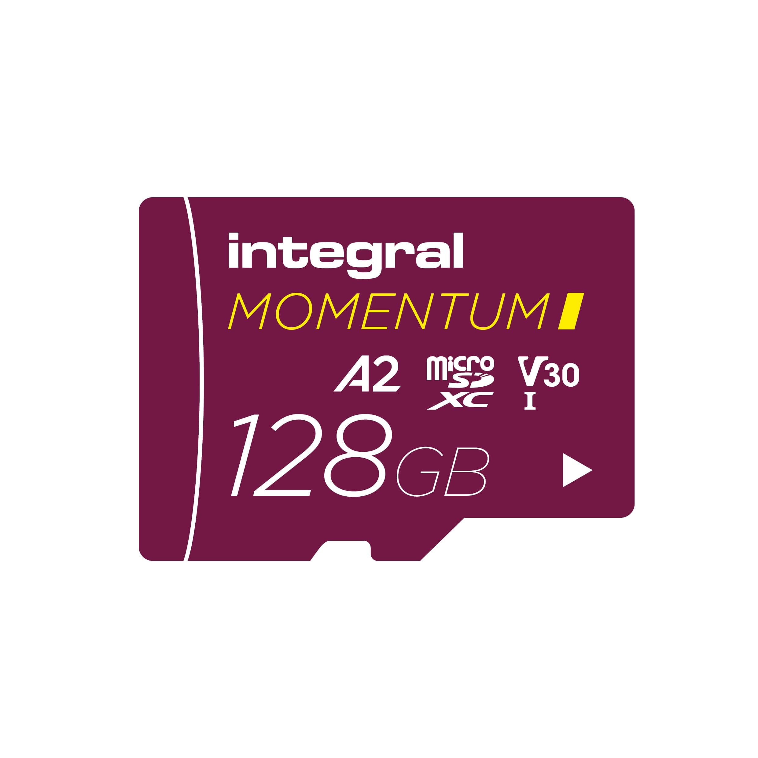 Integral Momentum I 128GB MicroSDXC Card 210MB/s Read 180MB/s Write V30 U3 A2 for 4K/5K UHD on GoPro, DJI Drones, Sports Cameras and 360°, Waterproof, Shockproof - Image 1