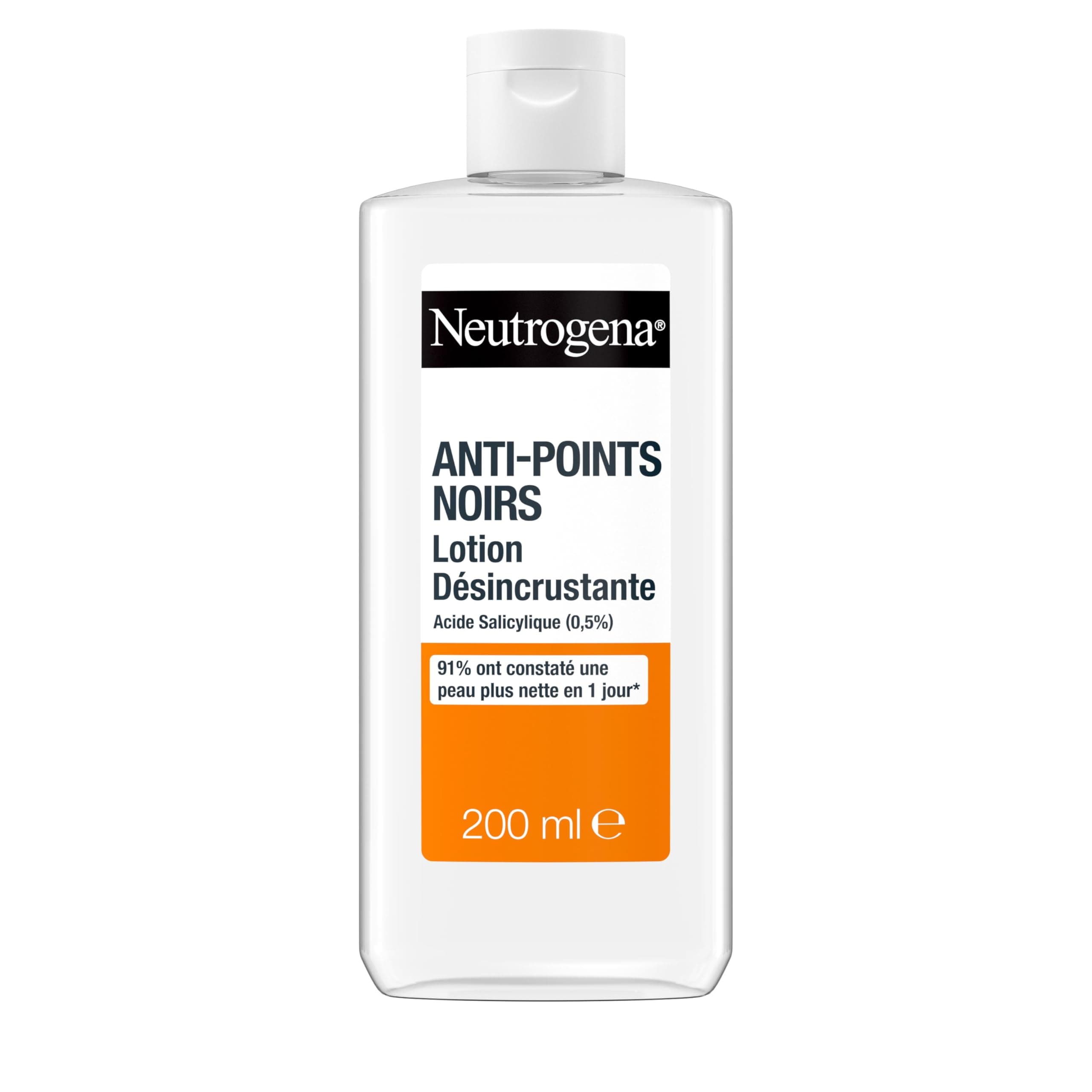 Neutrogena – Lotion Désincrustante Anti-Points Noirs (flacon de 200 ml) – Lotion pour le visage à l'acide salicylique (0,5%) – 91% ont constaté une peau plus nette en 1 jour* - Image 9