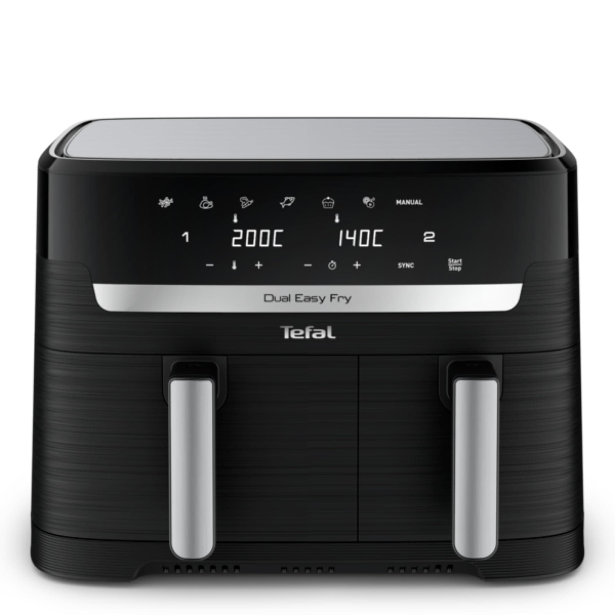 Tefal Dual Easy Fry 8.3 Litre 2 kg Food 2 Separate Drawers 7 Automatic Programmes Energy Saving Airfryer EY901810 Black