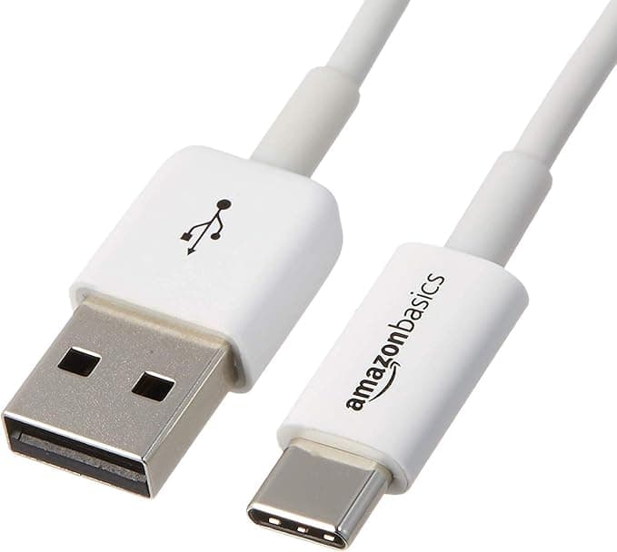Amazon Basics USB-C to USB-A 2.0 Fast Charging Cable, 480Mbps, USB-IF Certified, for Apple iPhone 16/15, iPad, Samsung Galaxy, Tablets, Laptops, 6ft, White