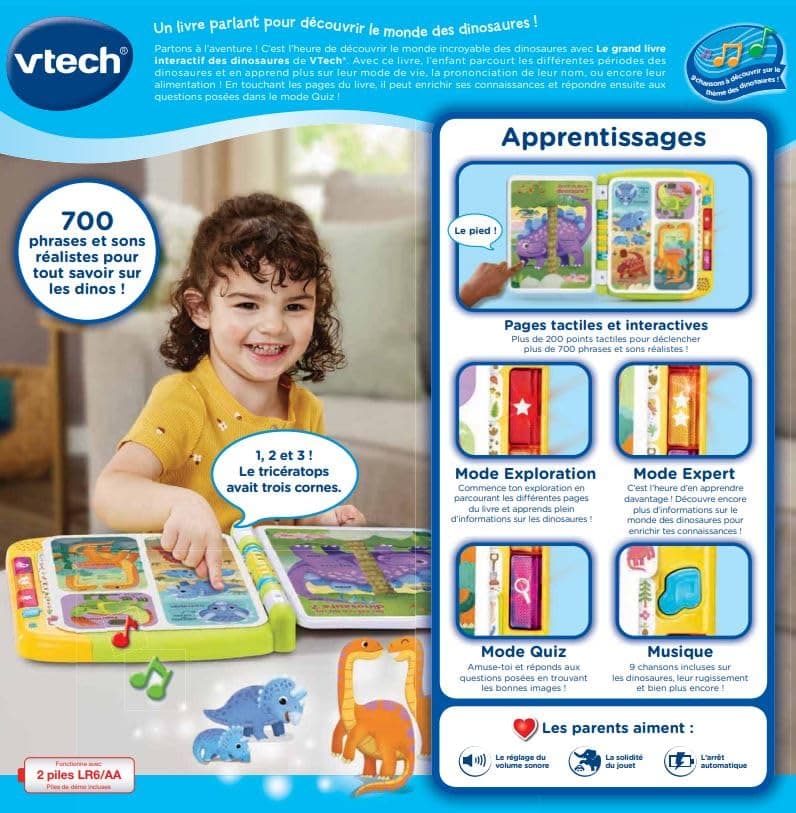 VTech - The Big Interactive Dinosaur Book, Magic Sound, Children's Touch Book, Educational Toy Dinosaur, 14 Illustrated and Interactive Pages, Gift for Children from 3 Years Old - Image 8