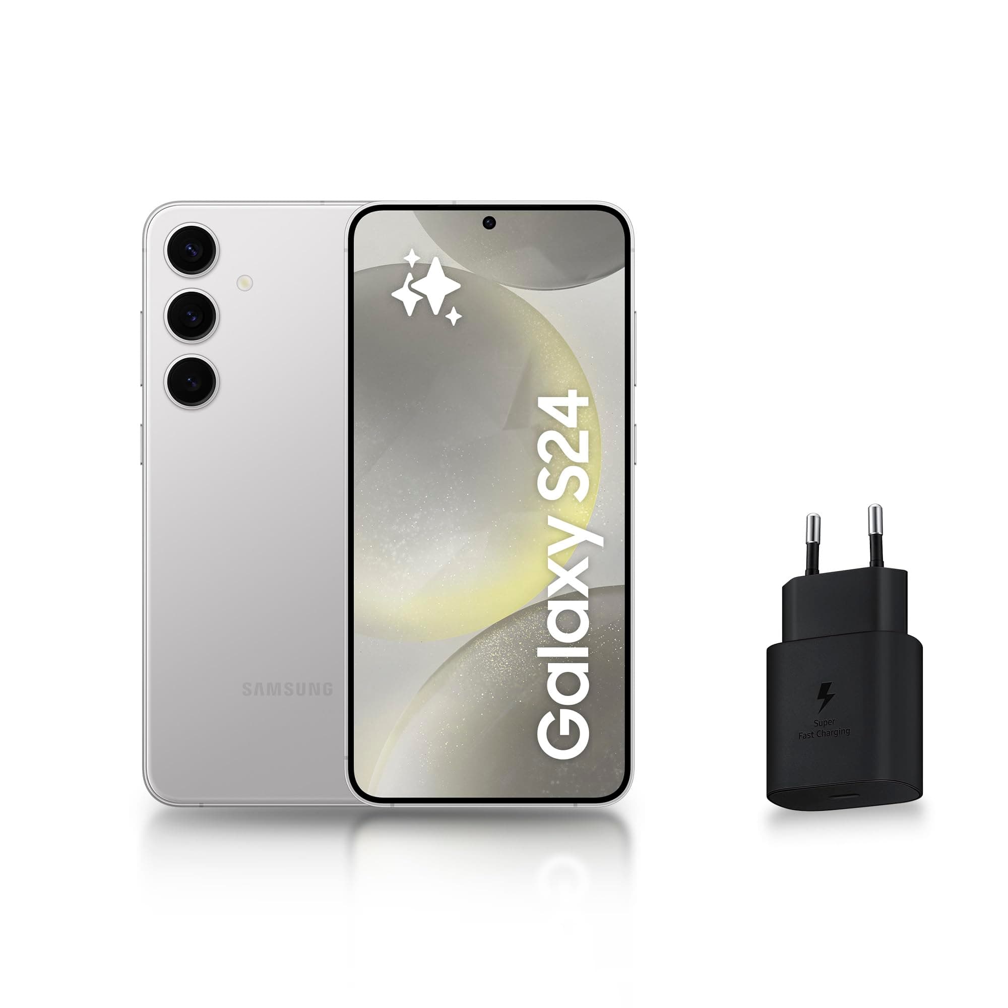 Samsung Galaxy S24, Android 5G Smartphone, 128GB, 25W Fast Mains Charger Included [Amazon Exclusive], Unlocked Smartphone, Silver, FR Version - Image 1