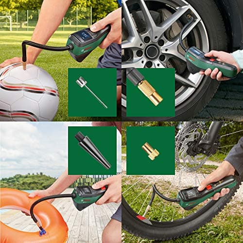 Bosch pompe à vélo pompe à air mini-compresseur électrique EasyPump (batterie 3,0 Ah, 3,6 V, fonction Autostop, 150 PSI, 10,3 bar, LED, rechargeable via câble USB-C, dans boîte carton) - Image 3